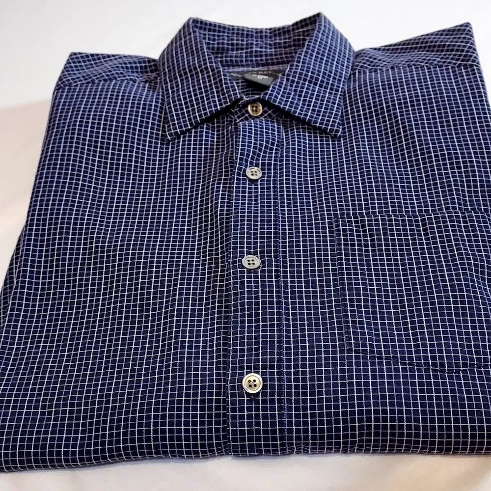 Banana Repulbic Mens Checked Blue and White Shirt Sz M Button Up Long Sleeve
